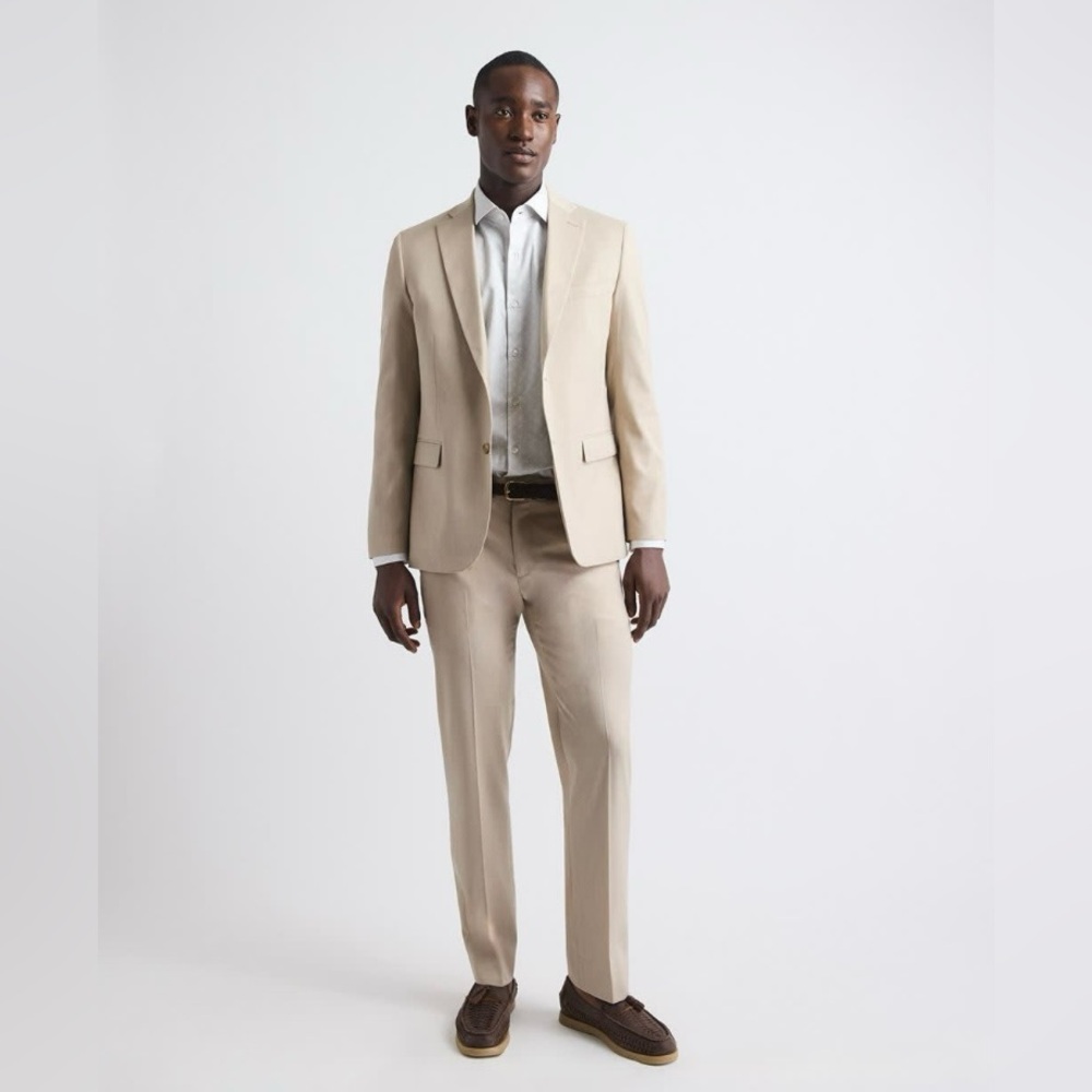 RW&CO. Men’s Slim Fit Beige Suit Pant